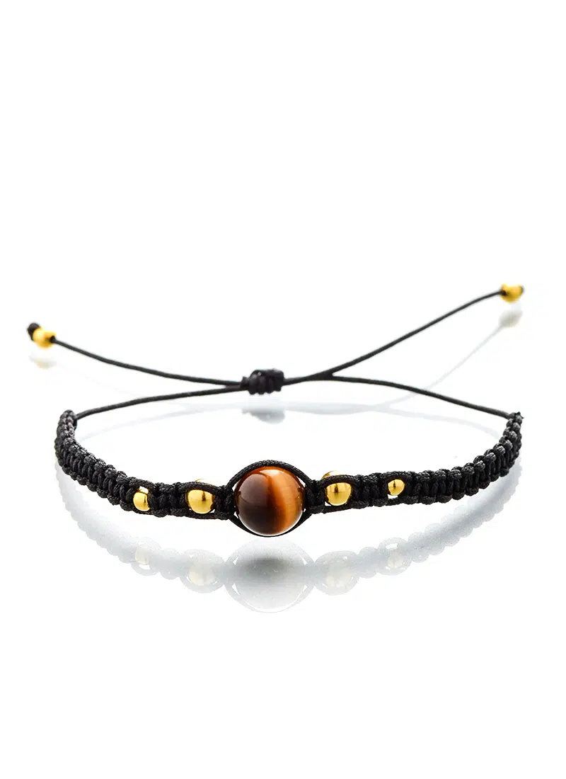Macrame náramek Tygří oko černý
