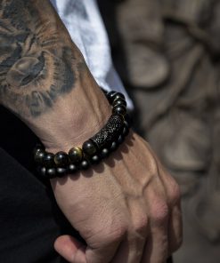 pánský černý náramek z kamenů