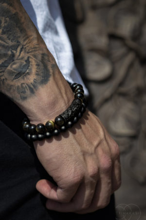 pánský černý náramek z kamenů