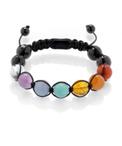 Pletený náramek Sedmi čaker s černým turmalínem