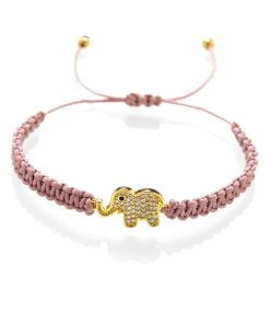 Macrame náramek Slon štěstí růžový