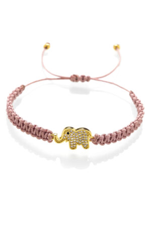 Macrame náramek Slon štěstí růžový