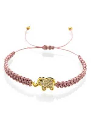 Macrame náramek Slon štěstí růžový