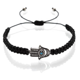Macrame náramek Ruka Hamsa černá