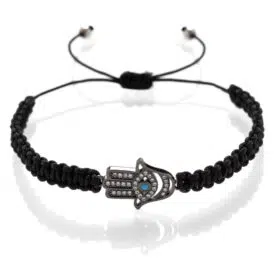 Macrame náramek Ruka Hamsa černá