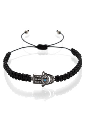 Macrame náramek Ruka Hamsa černá