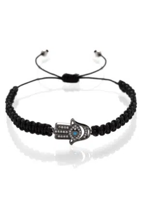 Macrame náramek Ruka Hamsa černá