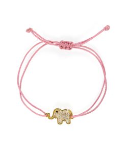 Sňůrkový náramek Slon štěstí růžový