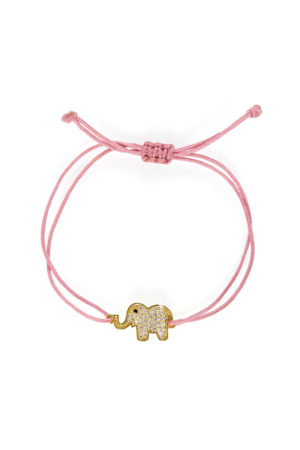 Sňůrkový náramek Slon štěstí růžový