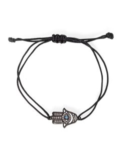 Šňůrkový náramek Ruka Hamsa černý