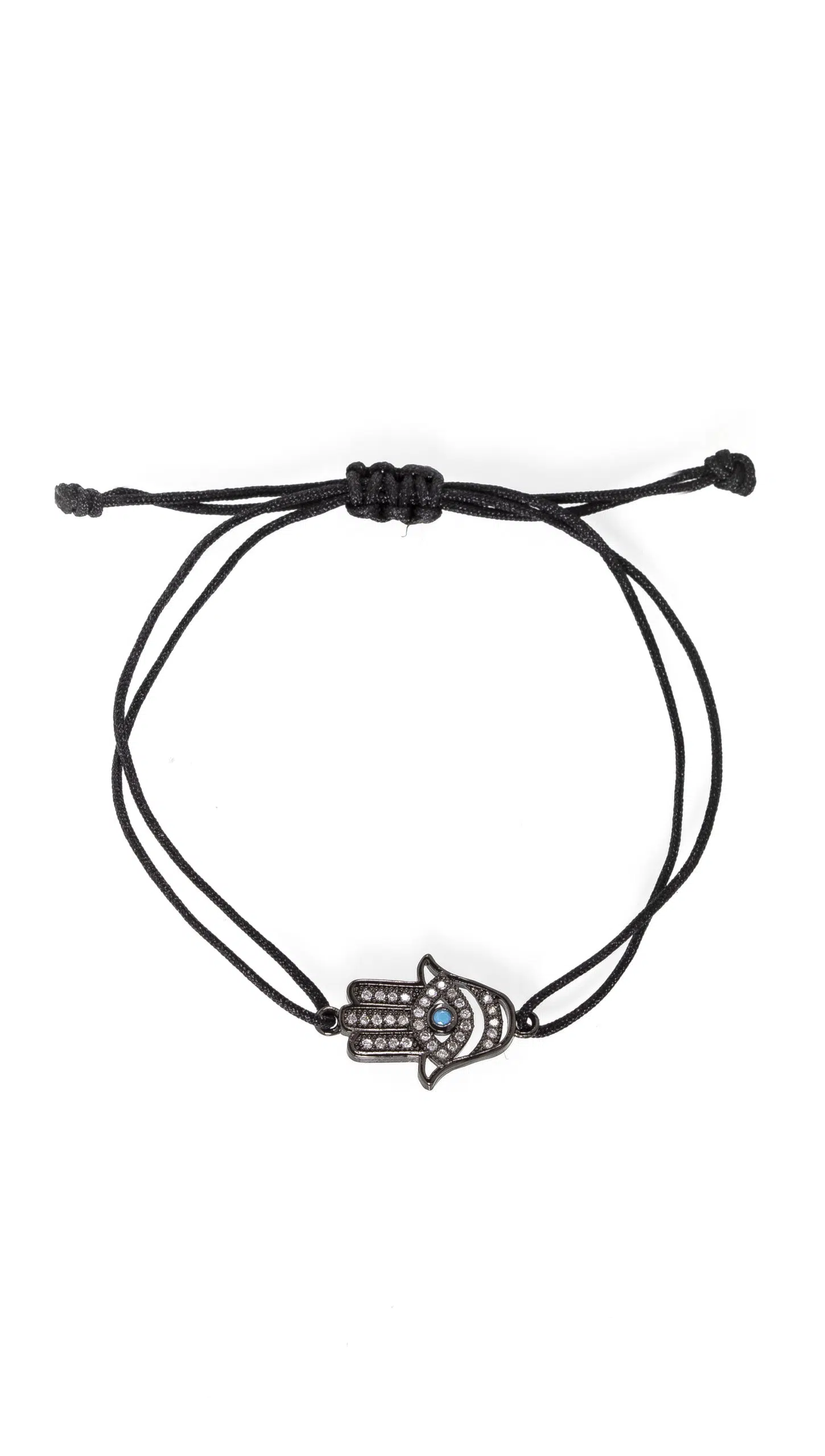 Šňůrkový náramek Ruka Hamsa černý