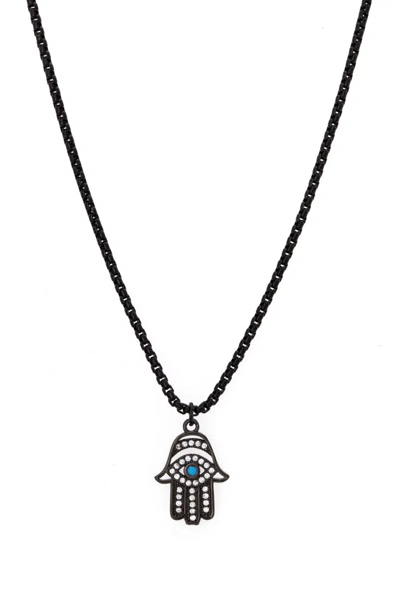 Náhrdelník Ruka Hamsa černá