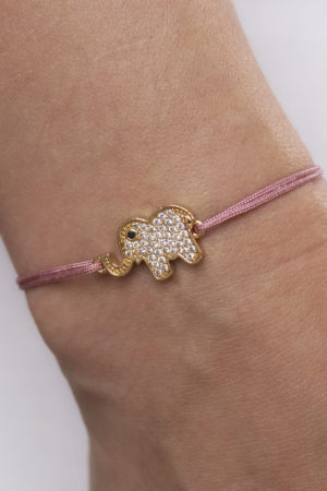 Sňůrkový náramek Slon štěstí na ruce