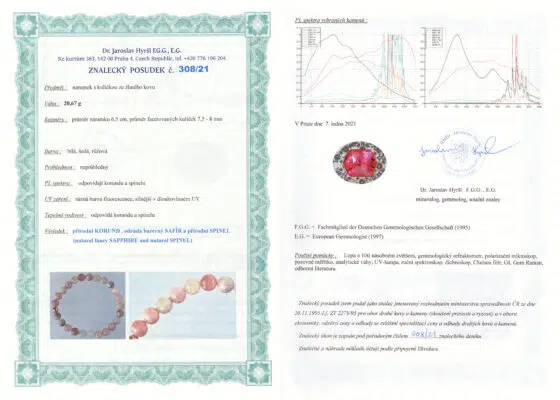 Certifikát pravosti Spinel