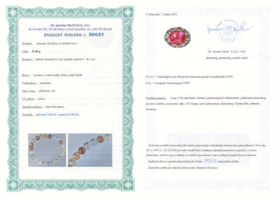 Certifikát pravosti Topaz