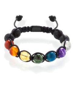 Pletený náramek Sedmi čaker s lávovým kamenem