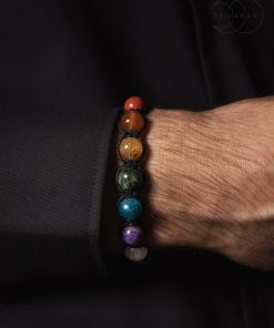 Pletený náramek Sedmi čaker s lávovým kamenem