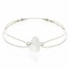 Křišťál šňůrkový náramek bílý/stříbrný