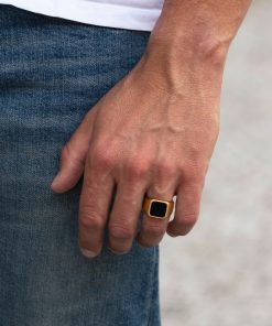 Černý onyx prsten pro muže