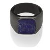Lápis lazuli prsten pro muže - černý chrom