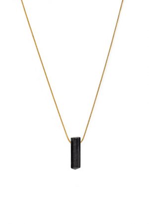Černý turmalín náhrdelník pro ženy (vertikální)