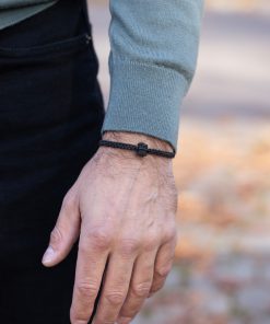 Pánský macrame náramek s černým turmalínem