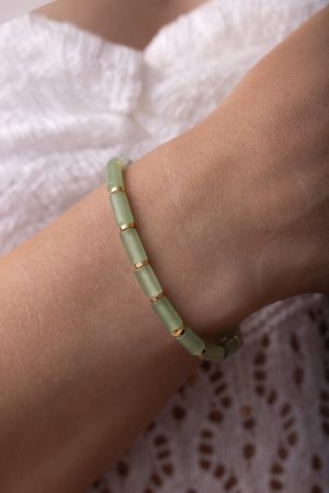 Dámský náramek ze zeleného avanturínu – válečky
