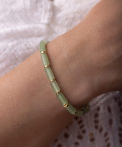 Dámský náramek ze zeleného avanturínu – válečky