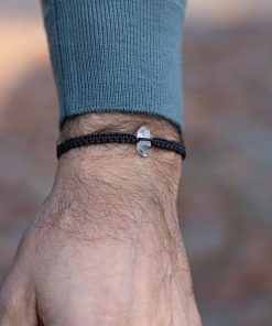 Pánský macrame náramek s křišťálem Herkimer