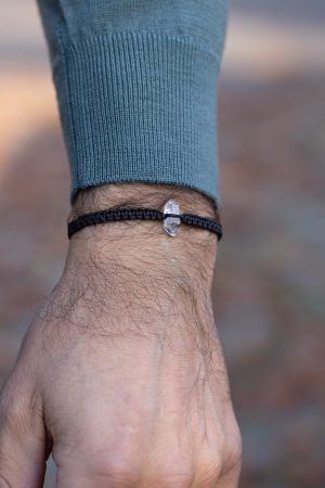 Pánský macrame náramek s křišťálem Herkimer