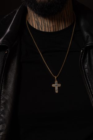 Pánský náhrdelník Kříž z labradoritu