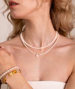 Choker náhrdelník Měsíční kámen a Perlový náhrdelník s měsíčním kamenem