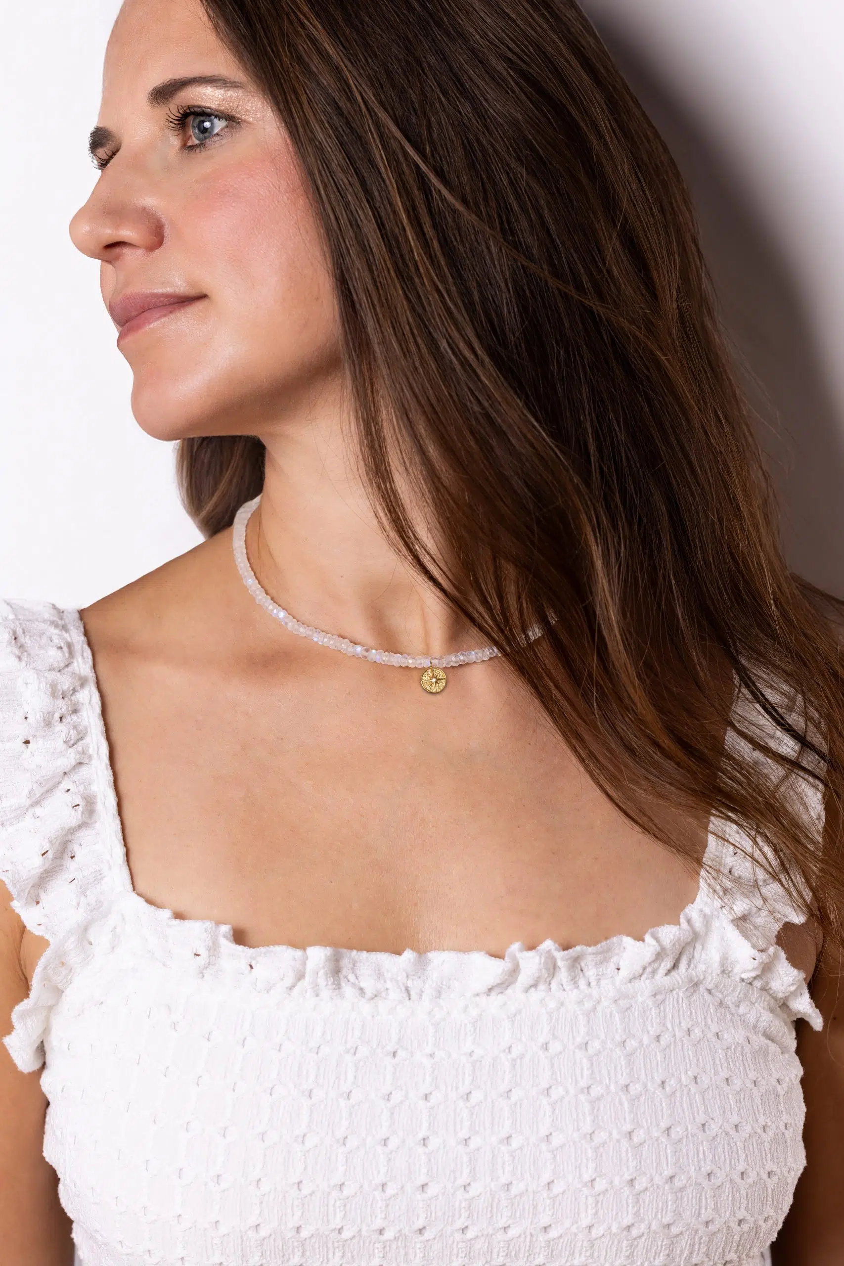 Choker náhrdelník Měsíční kámen se Severkou - Obrázek 2