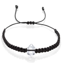 Pánský macrame náramek s křišťálem Herkimer