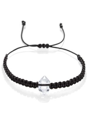 Pánský macrame náramek s křišťálem Herkimer