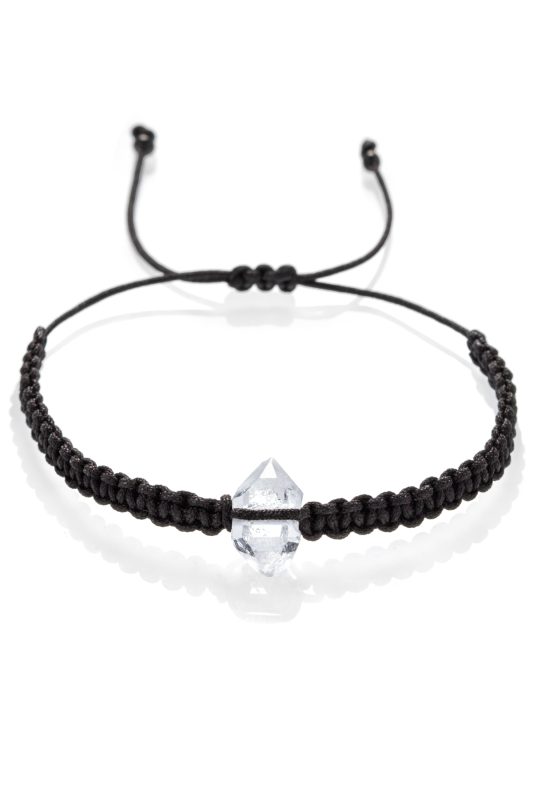 Pánský macrame náramek s křišťálem Herkimer