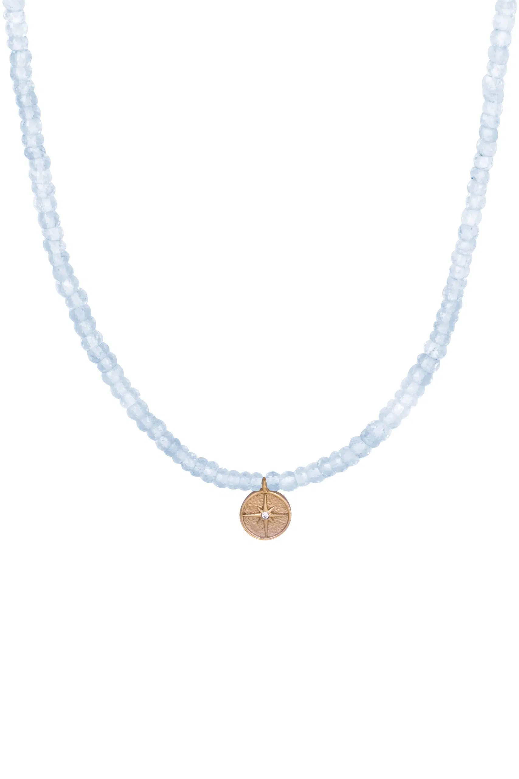 Choker náhrdelník Akvamarín se Severkou růžovozlatý