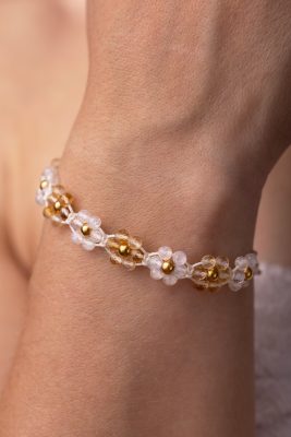 Náramek s květy Citrín a Měsíční kámen – Fleur Eterna