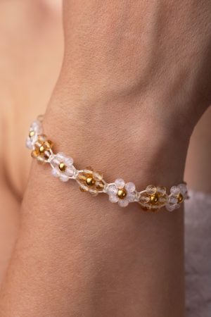 Náramek s květy Citrín a Měsíční kámen – Fleur Eterna