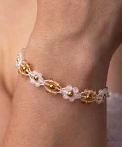 Náramek s květy Citrín a Měsíční kámen – Fleur Eterna