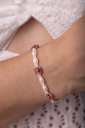 Květinový náramek Růžový turmalín – Fleur Eterna
