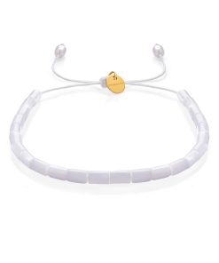 Dámský náramek z bílé perleti – válečky