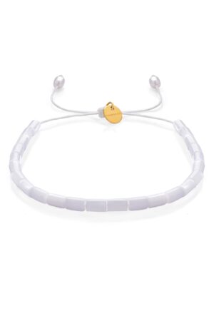 Dámský náramek z bílé perleti – válečky