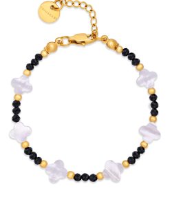 Náramek s čtyřlístky a černým turmalínem