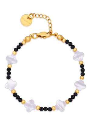 Náramek s čtyřlístky a černým turmalínem