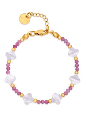 Náramek se čtyřlístky a růžovým turmalínem