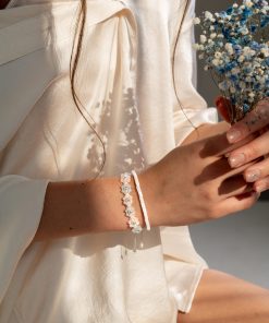 Náramek s květy Akvamarín a Měsíční kámen – Fleur Eterna