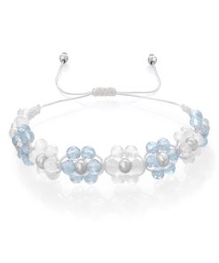 Náramek s květy Akvamarín a Měsíční kámen – Fleur Eterna