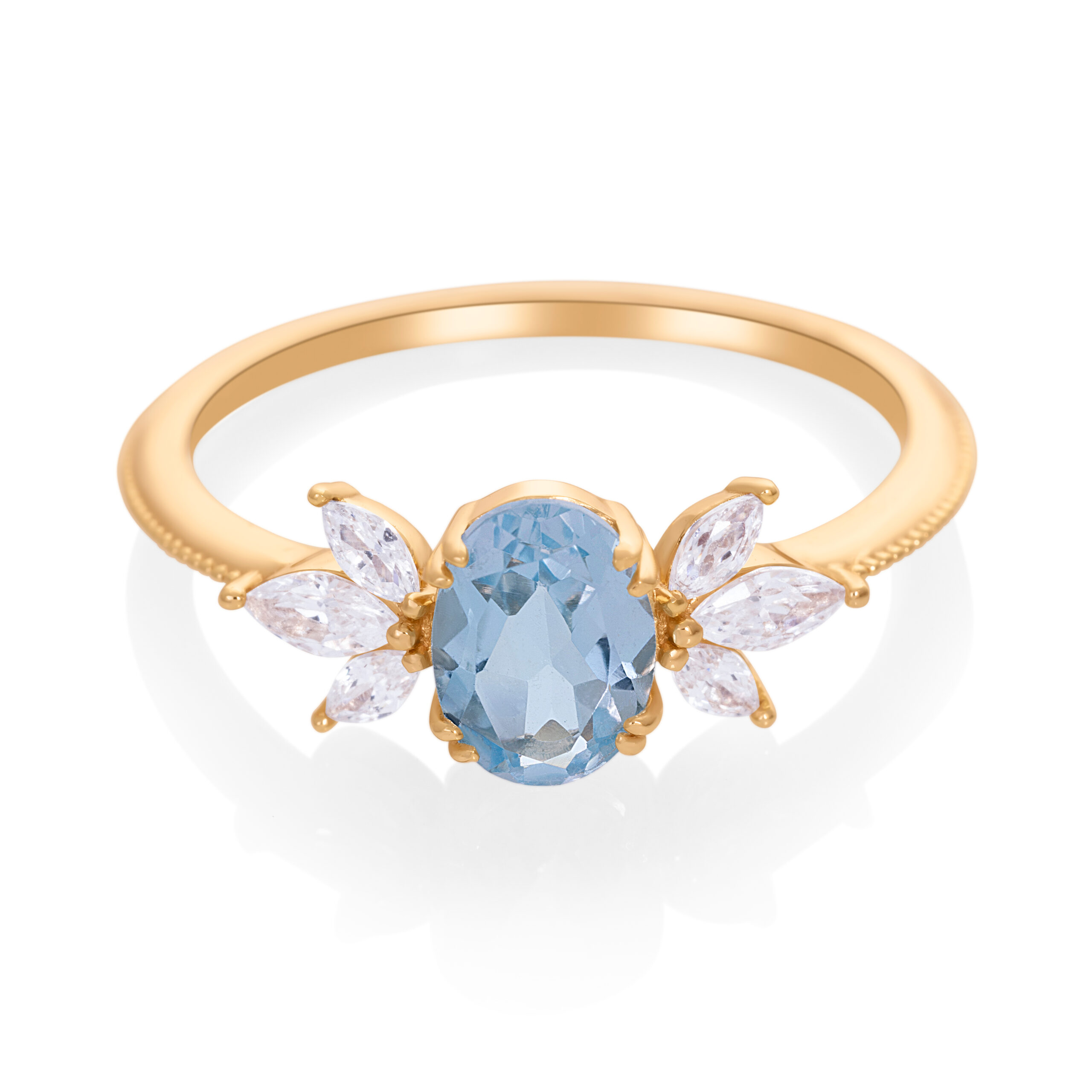 Dámský prsten Modrý topaz Azura – zlatý