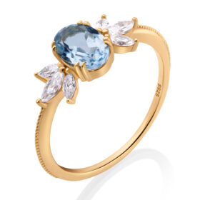 Dámský prsten Modrý topaz Azura – zlatý